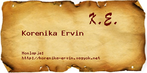 Korenika Ervin névjegykártya